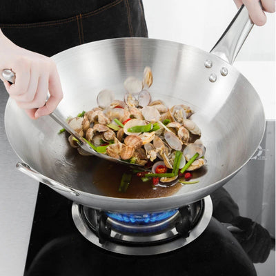 Long-Handle Stainless Wok