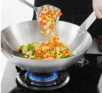 Long-Handle Stainless Wok