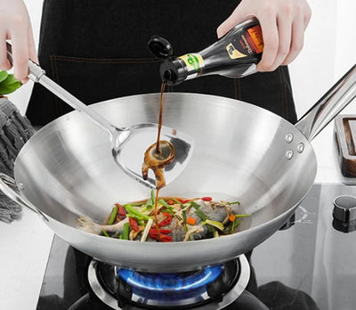 Long-Handle Stainless Wok