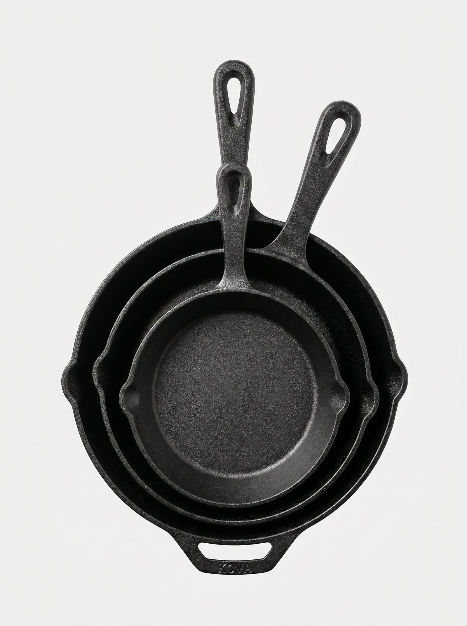 KOVA Cast Iron Pan Set (3pc) — Uncoated, Timeless