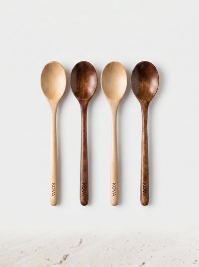 Set 4 Cuillères KOVA — Bois Naturel de Cuisine