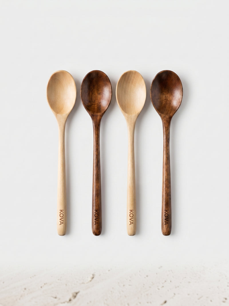 Set cuillères KOVA bois naturel - packshot-face