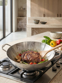 Grand Wok KOVA double poignée inox - gourmet-cooking