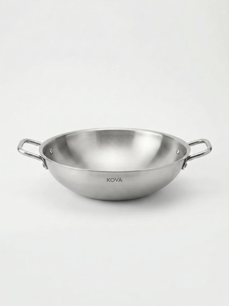 Grand Wok KOVA double poignée inox - packshot-face