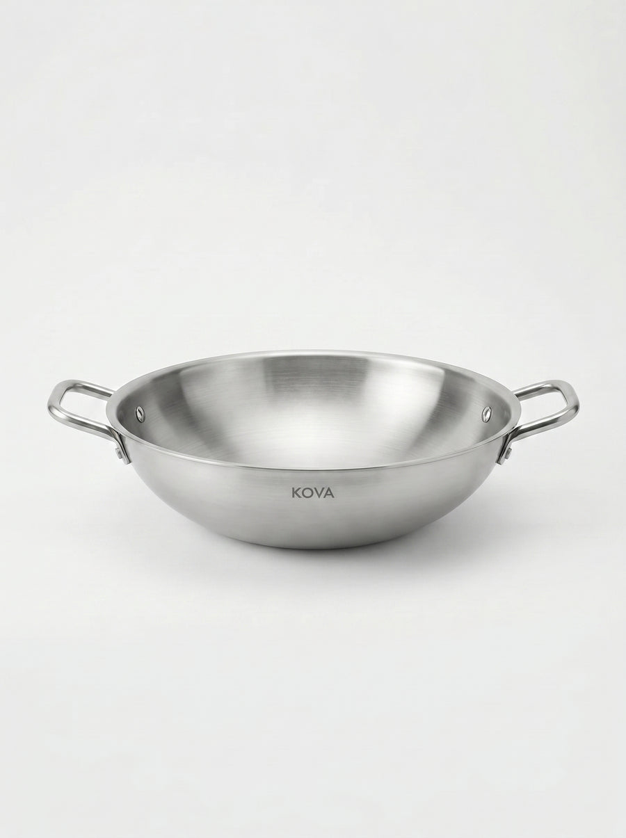 Grand Wok KOVA double poignée inox - packshot-face
