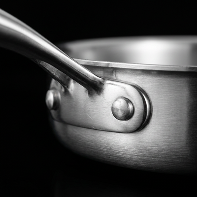 KOVA High-Wall Stainless Pan — Handle Detail