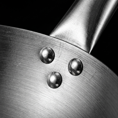KOVA Long-Handle Stainless Wok — Handle Detail