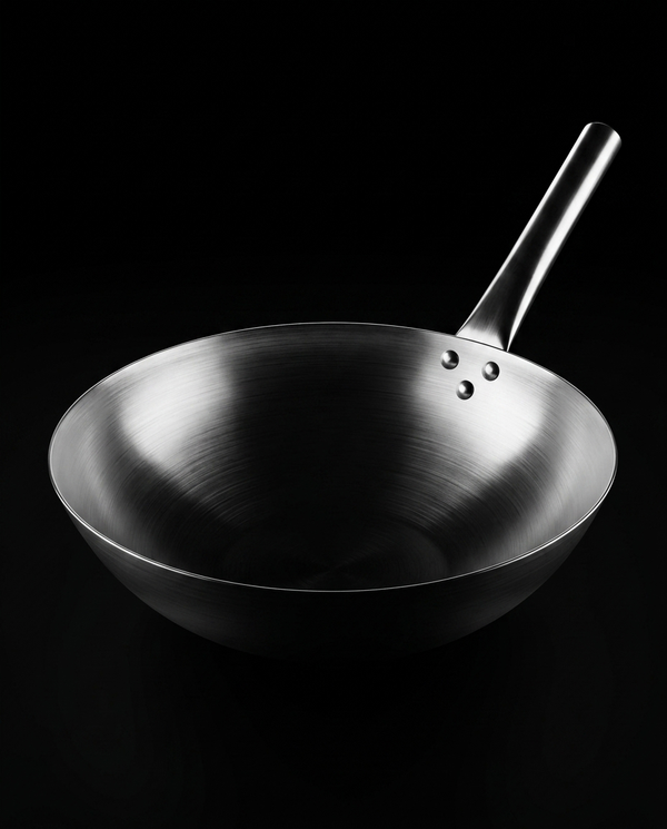 KOVA Long-Handle Stainless Wok — Front View