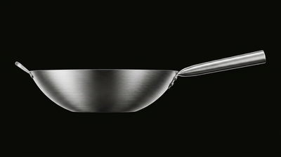 KOVA Long-Handle Stainless Wok — Side Profile