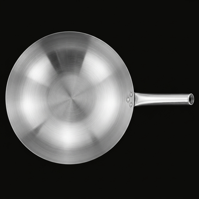 KOVA Long-Handle Stainless Wok — Top View
